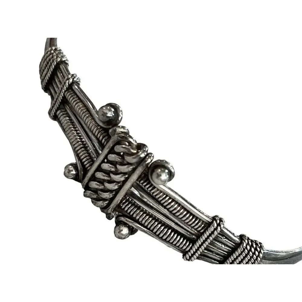 Boho Hand Crafted Sterling Silver Cuff Bracelet India 925